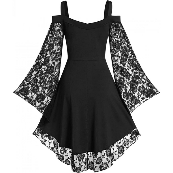 Black Vintage Lace Gothic Dress - Plus Size