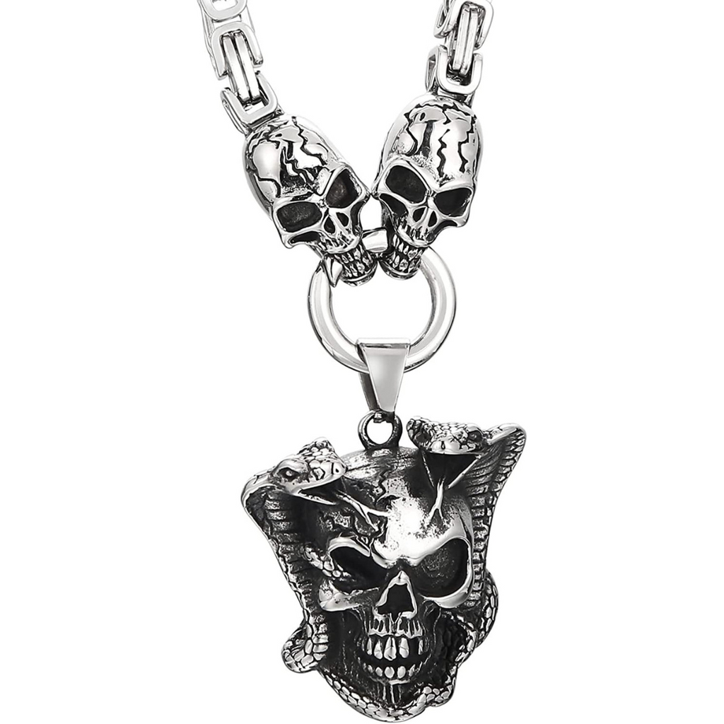 Gothic Snake Skull Necklace