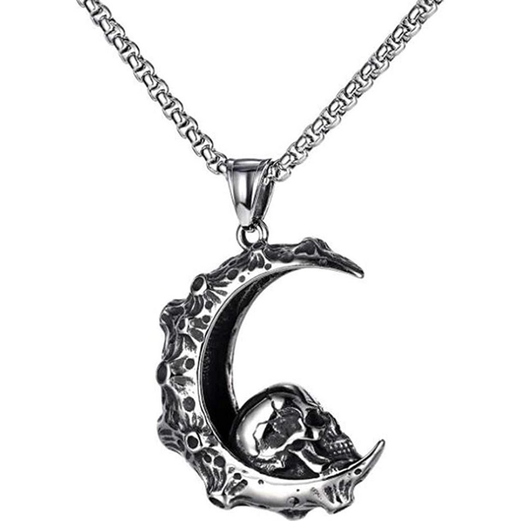 Gothic Skull Moon Vintage Necklace