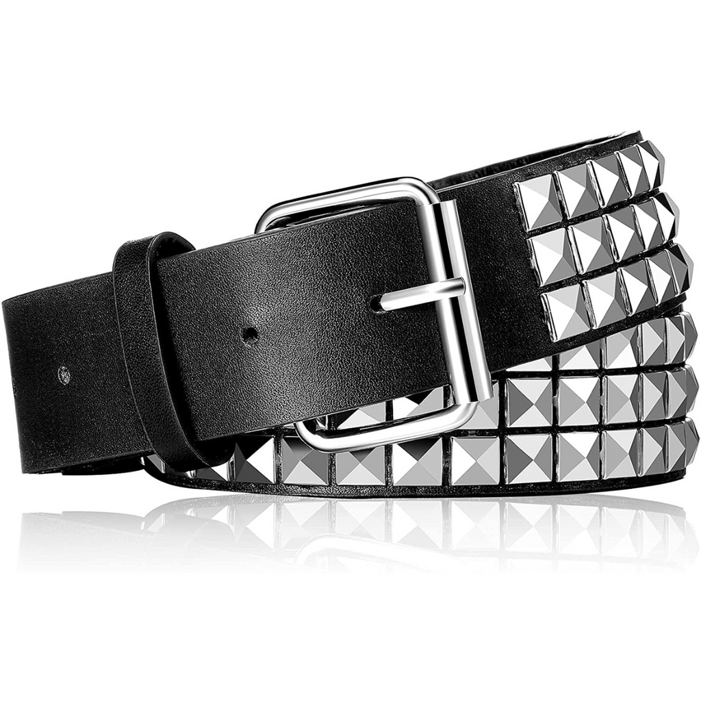 Black Leather Studded Belt