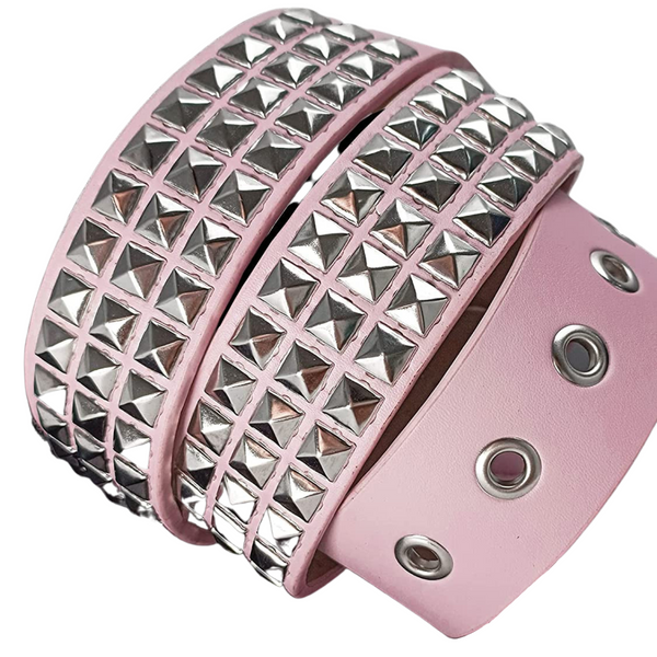 Pink Leather Studded Belt